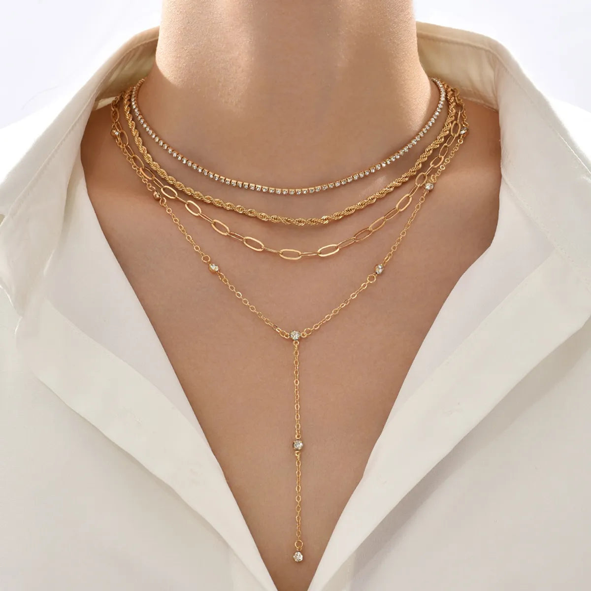 Women’s simple pearl necklaces-Exaggerated Punk Star Alloy Wholesale Layered Necklaces Long Necklace