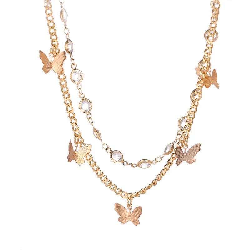 Xz528 Gold Butterfly Pendant Necklace