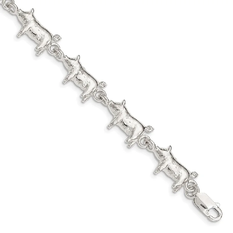 Women’s woven bracelets-Sterling Silver Pig Bracelet-WBC-QA10-7