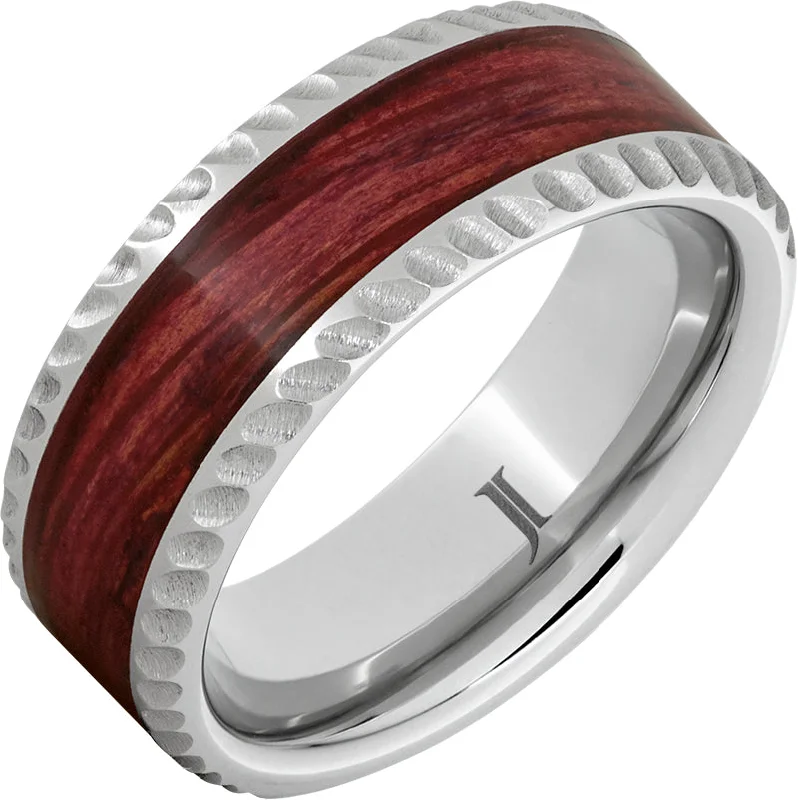 Women’s solitaire rings-Barrel Aged™ Serinium Ring with Cabernet Inlay and Notched Edge