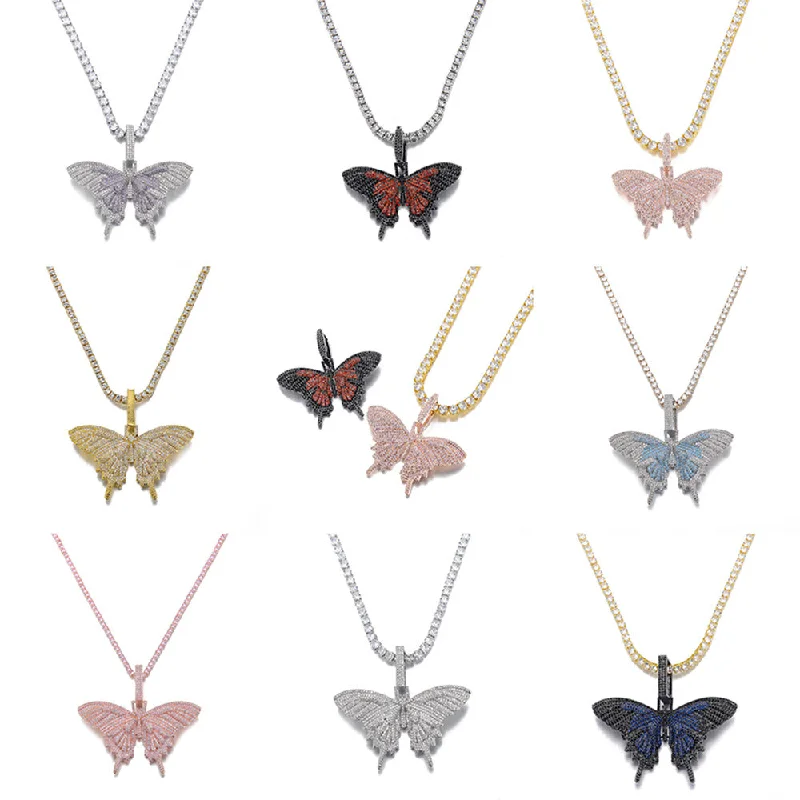 Women’s luxury pendant necklaces-1 Piece Fashion Butterfly Alloy Inlay Zircon Pendant Necklace