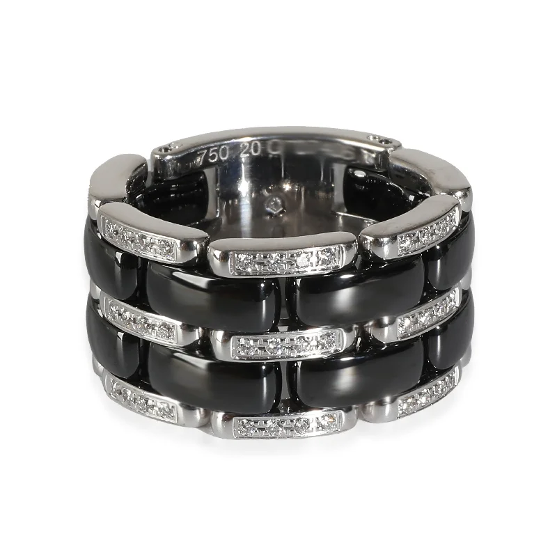 Women’s stackable engagement rings-Chanel Ultra Diamond Ring With Black Ceramic in 18KT White Gold 0.37 CTW