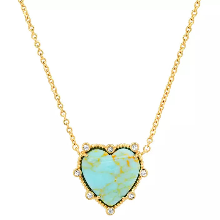 Women’s flower necklaces-TAI Turquoise Bezel Set with CZ  Necklace