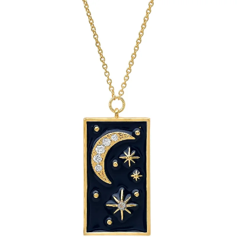 Women’s crystal necklaces-TAI RECTANGULAR GALAXY PENDANT NECKLACE