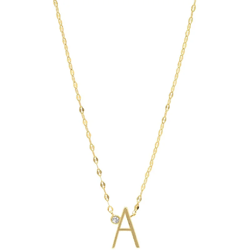 Women’s trendy necklaces-TAI Medium Sized Initial Necklace with CZ Accent