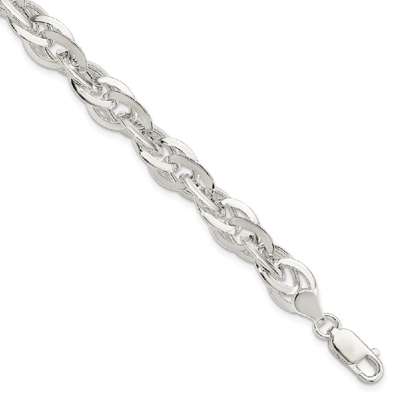 Women’s lucky bracelets-Sterling Silver Polished Link Bracelet-WBC-QG3884-7.75