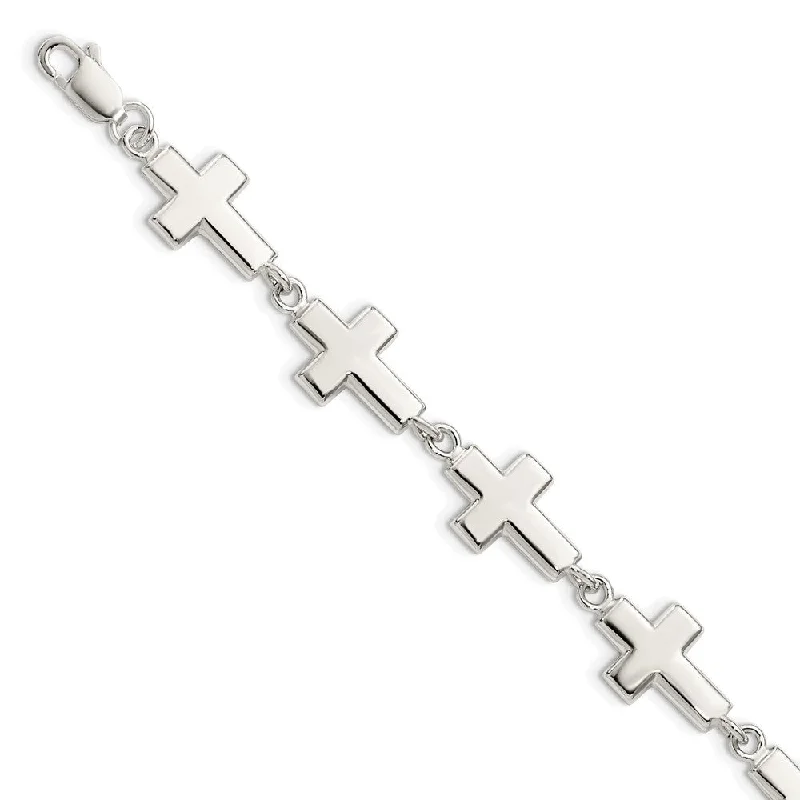 Women’s elegant bracelets-Sterling Silver Crosses Bracelet-WBC-QA25-7