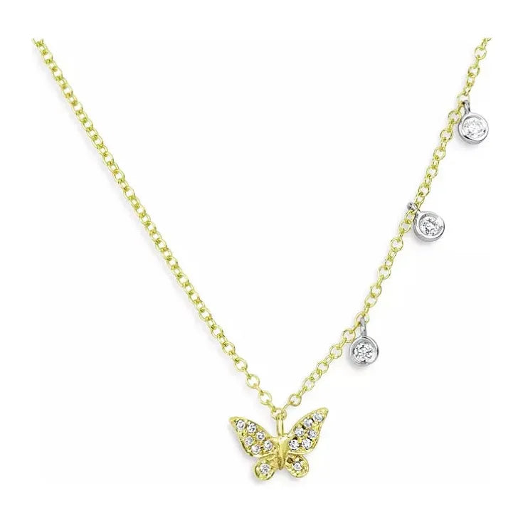 Women’s pearl necklaces-Meira T Dainty Butterfly Charm Necklace -14k Yellow Gold or 14k White Gold