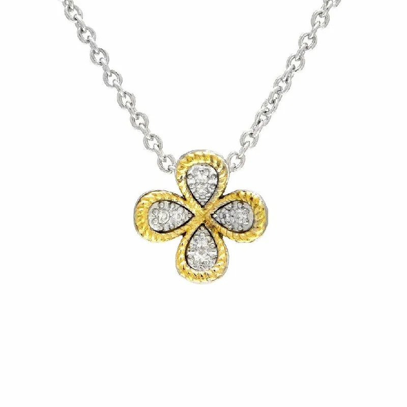 Women’s sapphire necklaces-Andrea Candela 18KT & STERLING SILVER FLOWER SHAPE DIAMOND NECKLACE - Pop-Up Collection