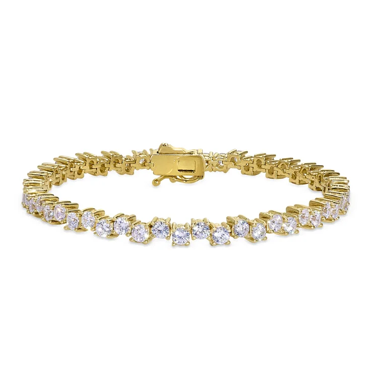 Women’s designer bracelets-Gold Vermeil Sterling Silver Micropave Bracelet with Simulated Diamonds