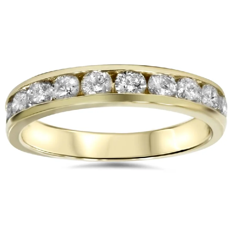 Women’s engagement rings with diamond band-1/2ct 14K Yellow Gold Channel Set Diamond Wedding Ring