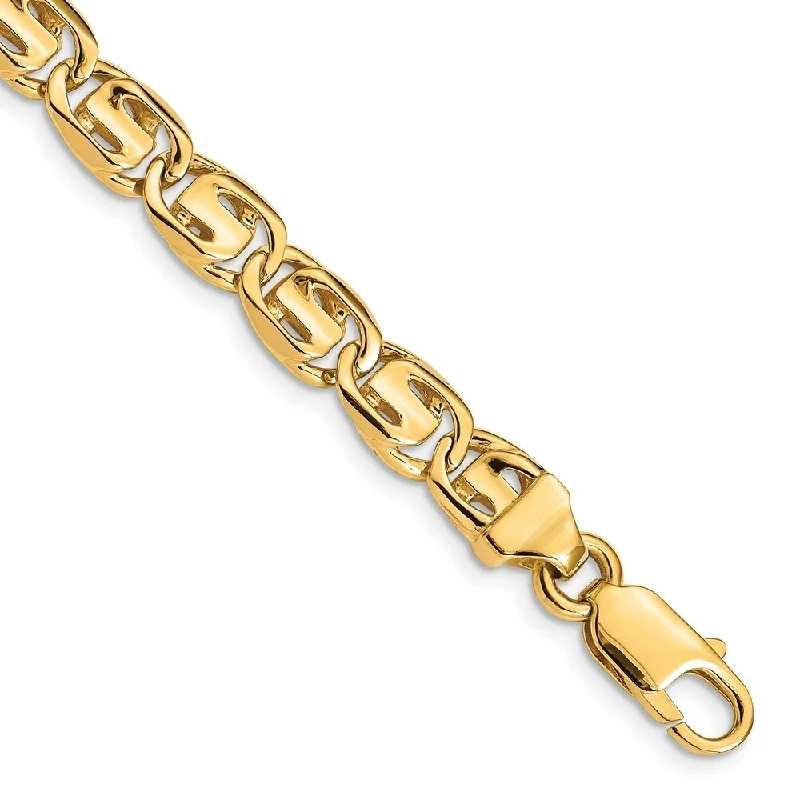 Women’s luxury leather bracelets-14k Yellow Gold 7.5mm Hand-polished Fancy Link Bracelet, 8"