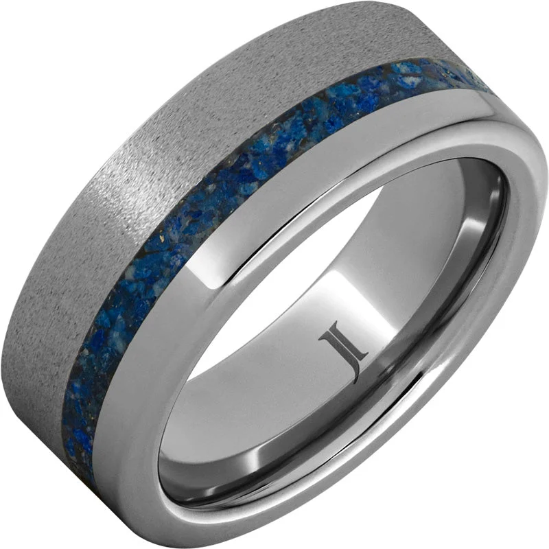 Women’s heart-shaped rings-Rugged Tungsten™ Men's Ring with Lapis Lazuli Inlay and Stone Finish