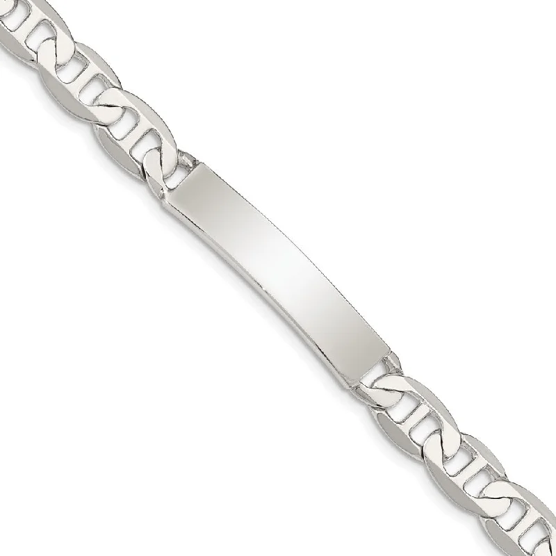 Women’s friendship bracelets-Sterling Silver 8inch Polished Engraveable Anchor Link ID Bracelet-WBC-QID142-8