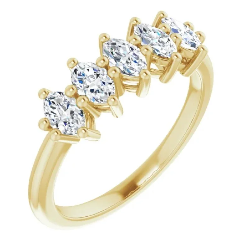 Women’s unique sapphire engagement rings-1Ct Five Stone Marquise Diamond Wedding Ring in 14k White or Yellow Gold