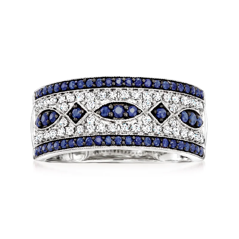 Women’s matching engagement and wedding rings-Ross-Simons Sapphire and . Diamond Ring in 14kt White Gold