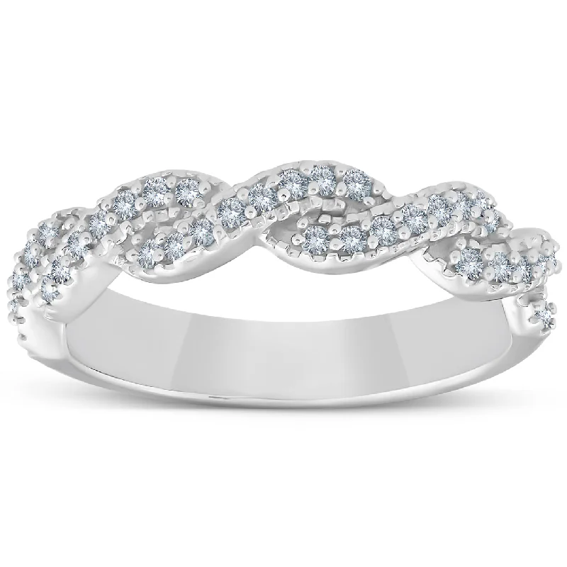 Women’s stackable engagement rings-1/4ct Diamond Infinity Wedding Ring 14K White Gold