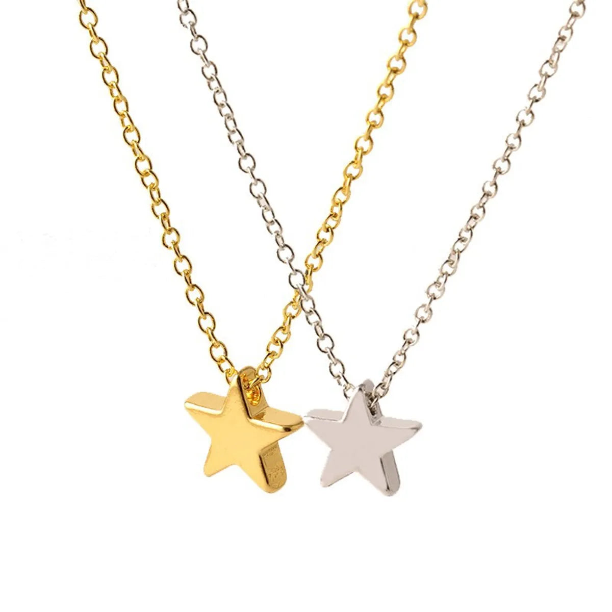 Women’s classy silver necklaces-Fashion Glossy Thickened Star Alloy Pendant Collarbone Necklace