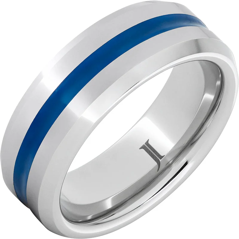 Women’s gold stackable rings-The Thin Blue Line - Serinium® Ring