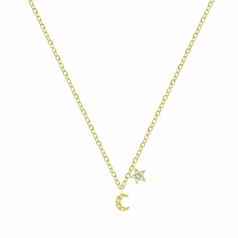 Women’s moon-shaped necklaces-Meira T - Mini Moon and Star Necklace