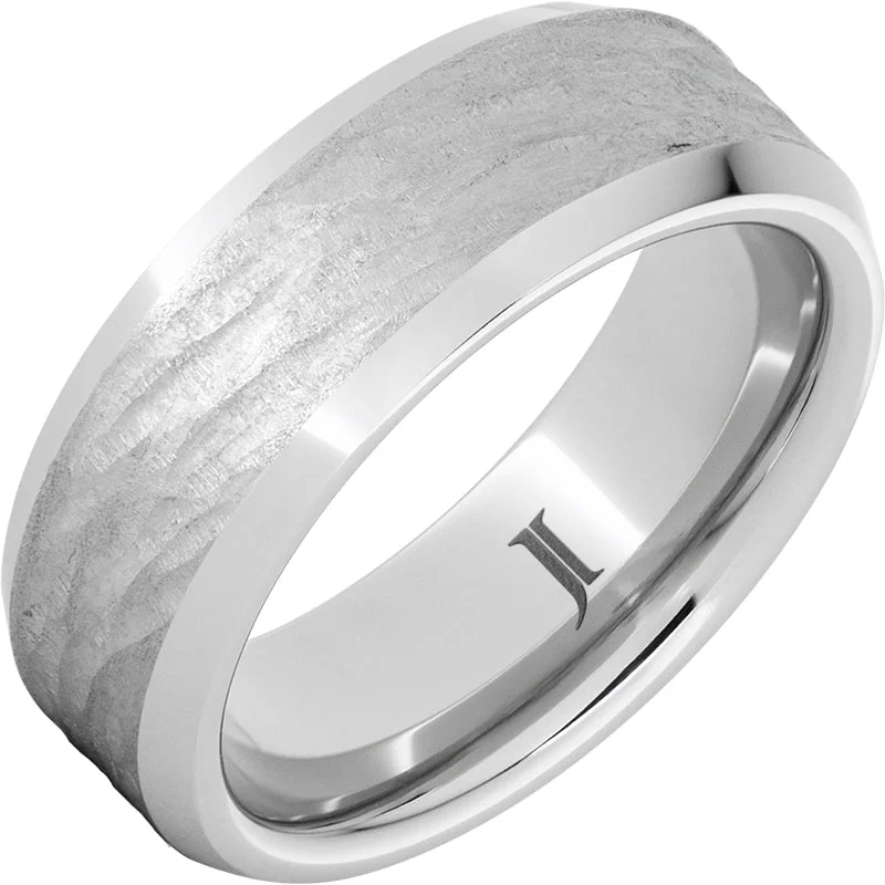 Women’s oversized rings-Serinium® Ring with Hand Carved Treebark Finish