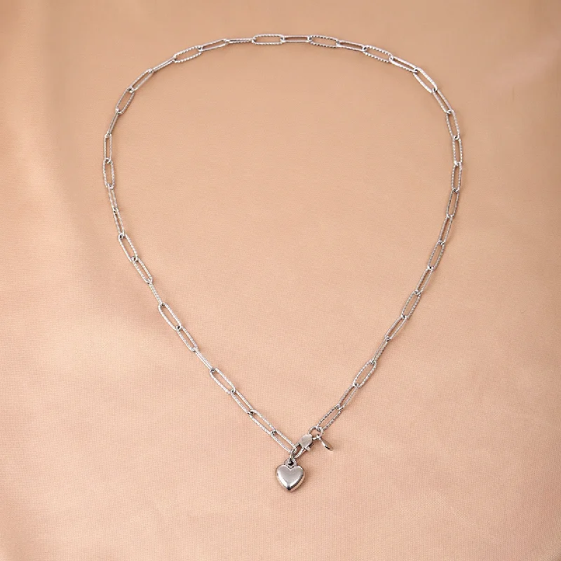 Silver Peach Heart Necklace