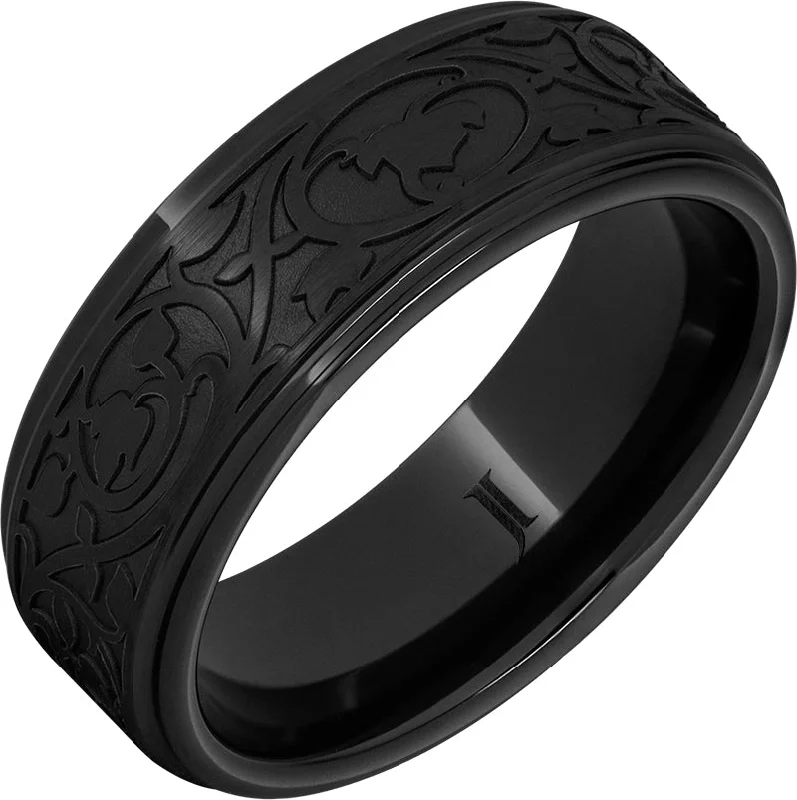 Women’s precious stone rings-Black Diamond Ceramic™ Art Nouveau Ring