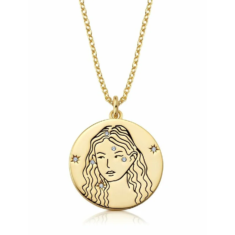 Women’s charm pendant necklaces-CRISLU VIRGO - ZODIAC NECKLACE FINISHED IN 18KT YELLOW GOLD