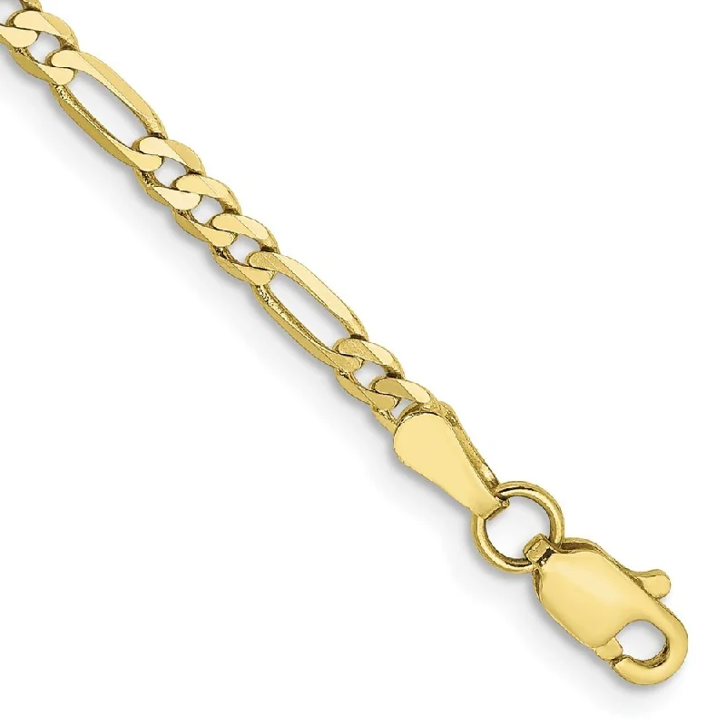 Women’s friendship bracelets-10k Yellow Gold 2.75mm Flat Figaro Chain Bracelet, 7"