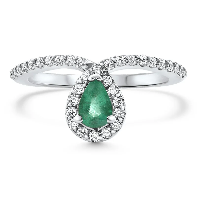 Women’s statement engagement rings-3/4Ct Peart Shape Emerald Diamond Ring 10k Gold Lab Grown