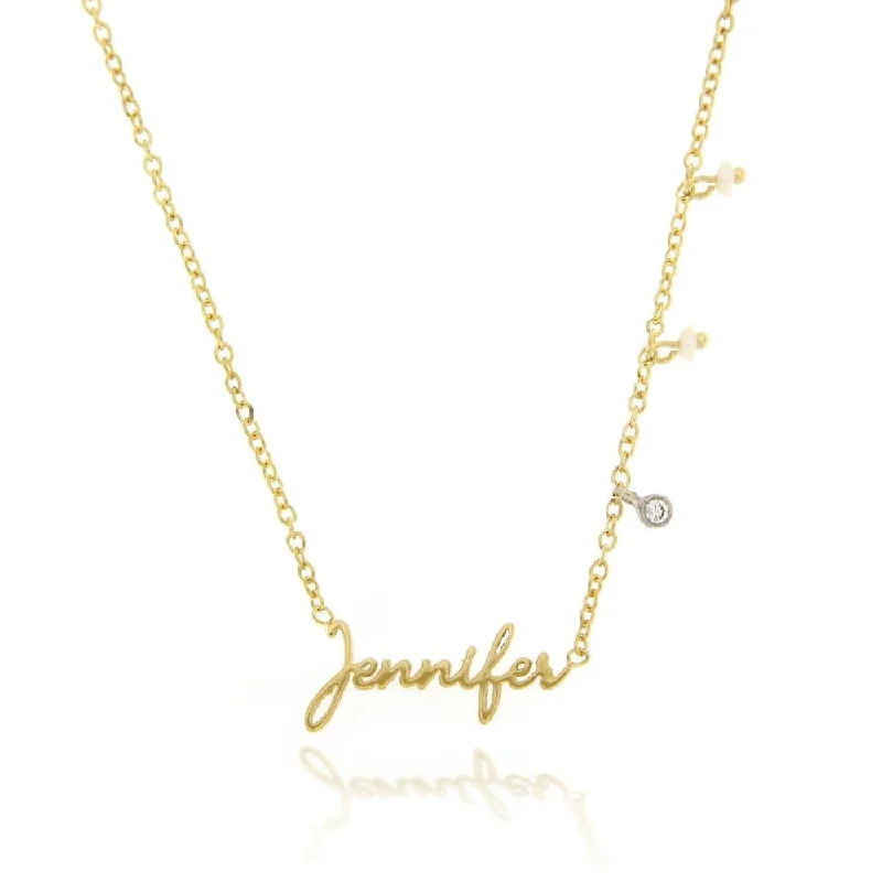 Women’s celestial necklaces-Meira T Gold  Script Necklace