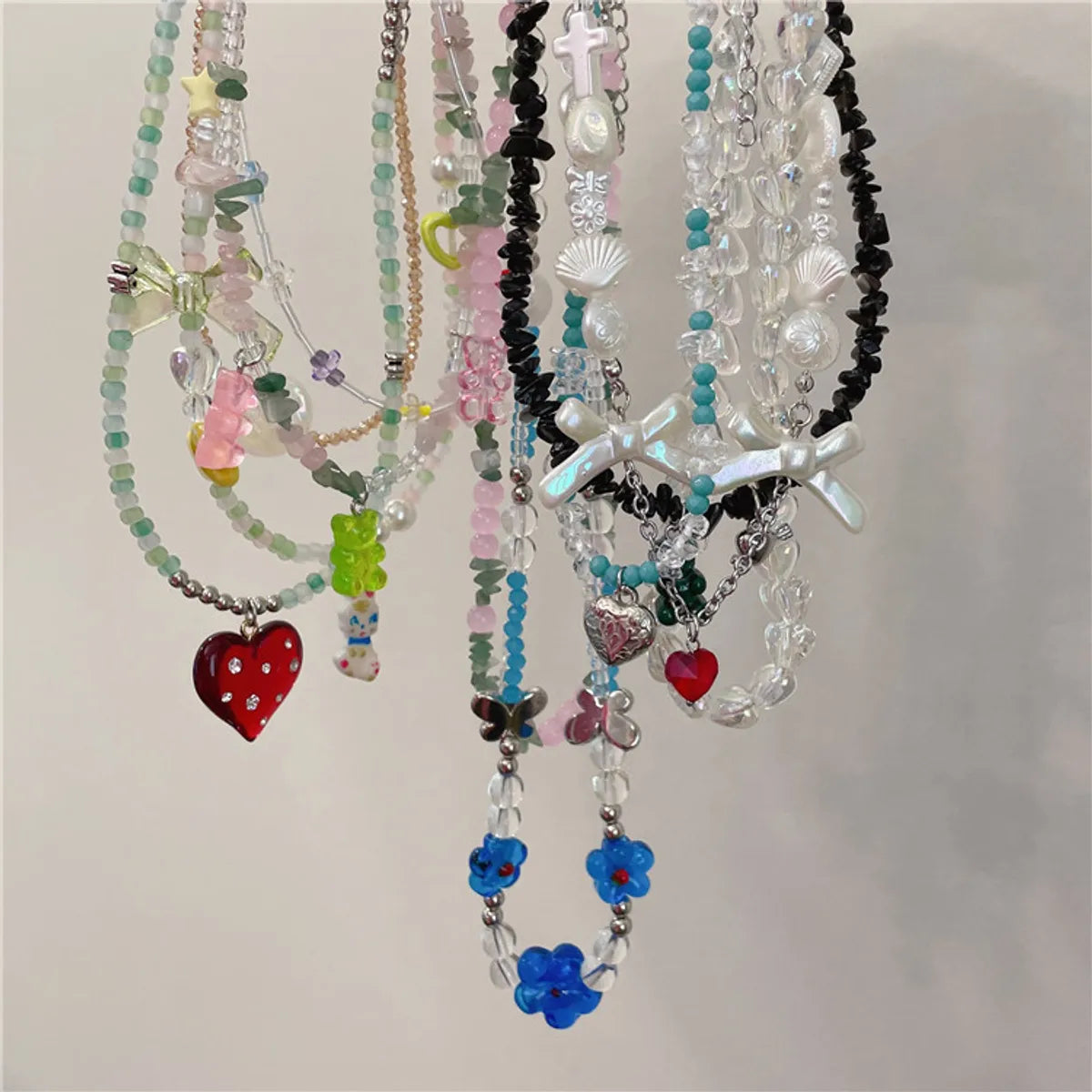 Women’s chain necklaces-Sweet Geometric Beaded Women's Necklace