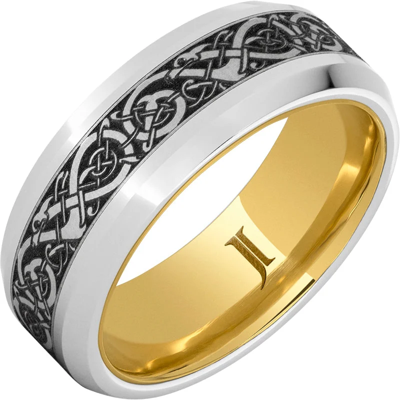 Women’s fashion statement rings-The Viking – Serinium® Engraved Ring with Hidden Gold™ Interior