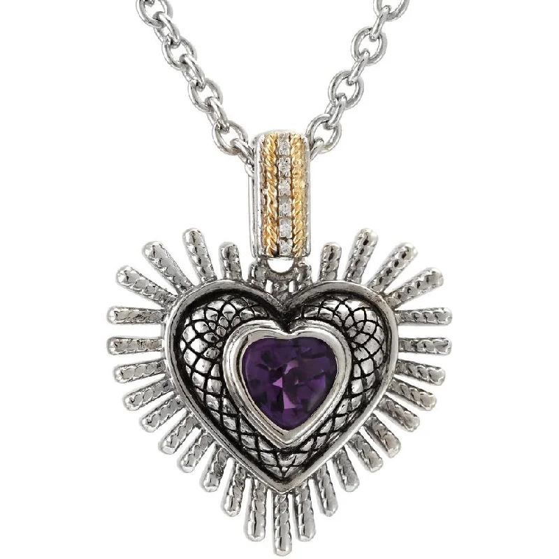 Women’s heart necklaces-Copy of Andrea Candela Heart Shape Amethyst  Sterling Silver Necklace - Pluma Collection