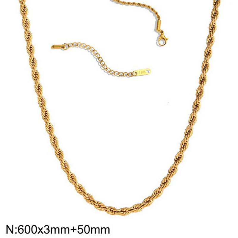 3mm Twist Chain Necklace 60 5cm