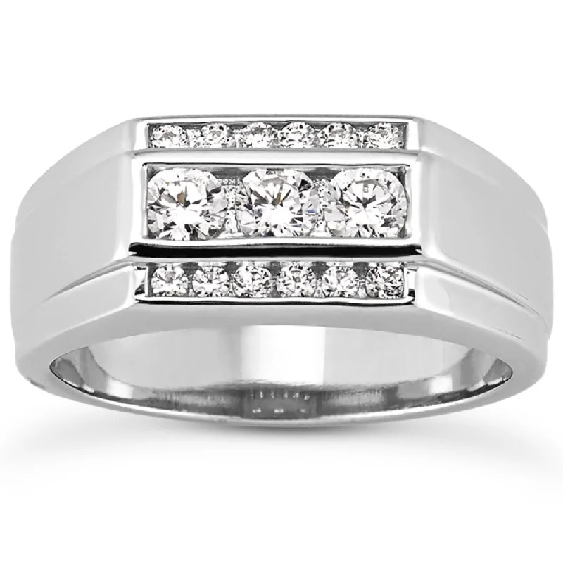 Women’s princess cut engagement rings-Men's 1 Ct T.W. Diamond Ring 10k White Gold