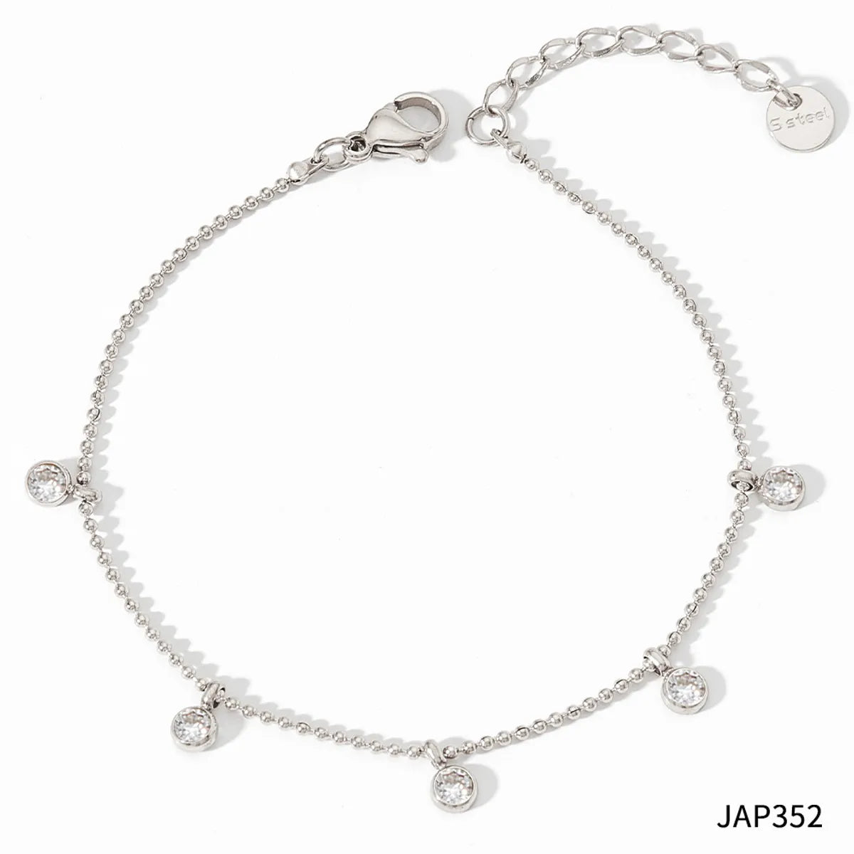 Jap352 White Gold Color Anklet + White Zirconium