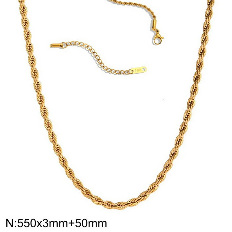 3mm Twist Chain Necklace 55 5cm