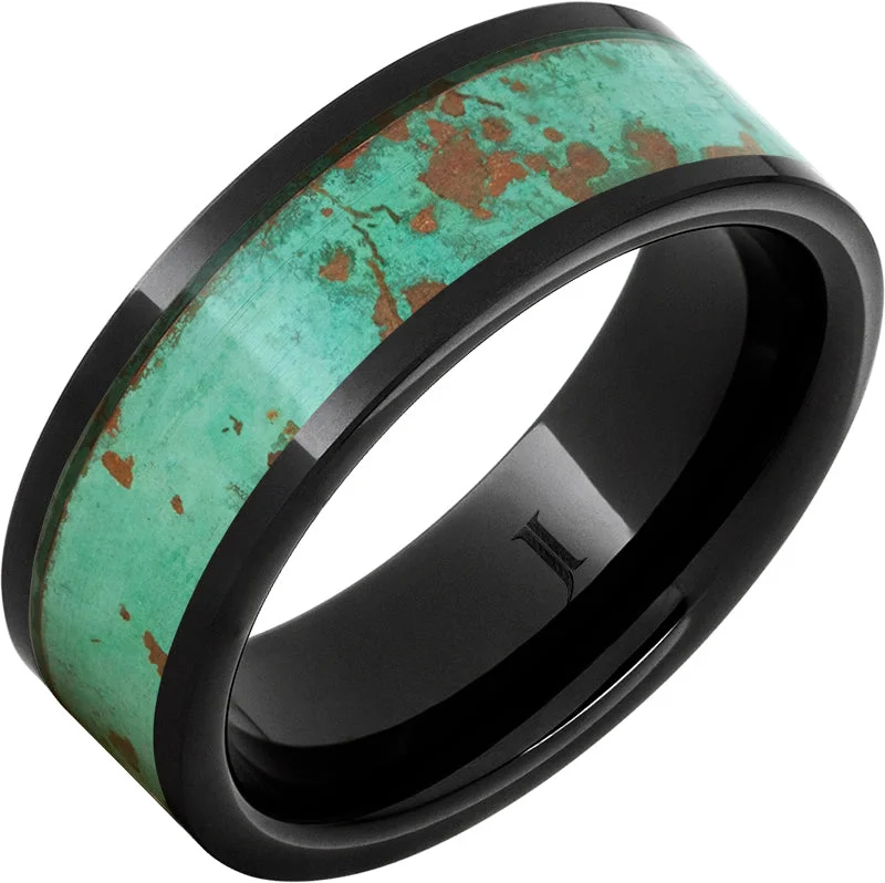 Women’s unique engagement rings-Black Diamond Ceramic™ Royal Copper™ Ring with Rustic Patina Inlay