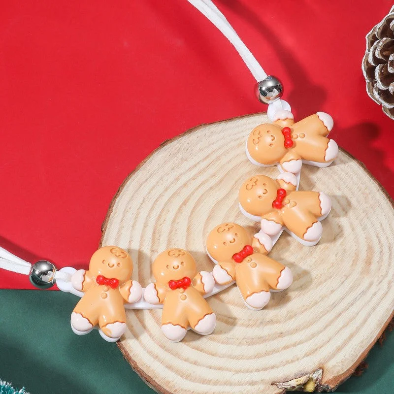 Women’s handmade gold necklaces-Cartoon Style Santa Claus Gingerbread Snowman Arylic Christmas Women's Necklace