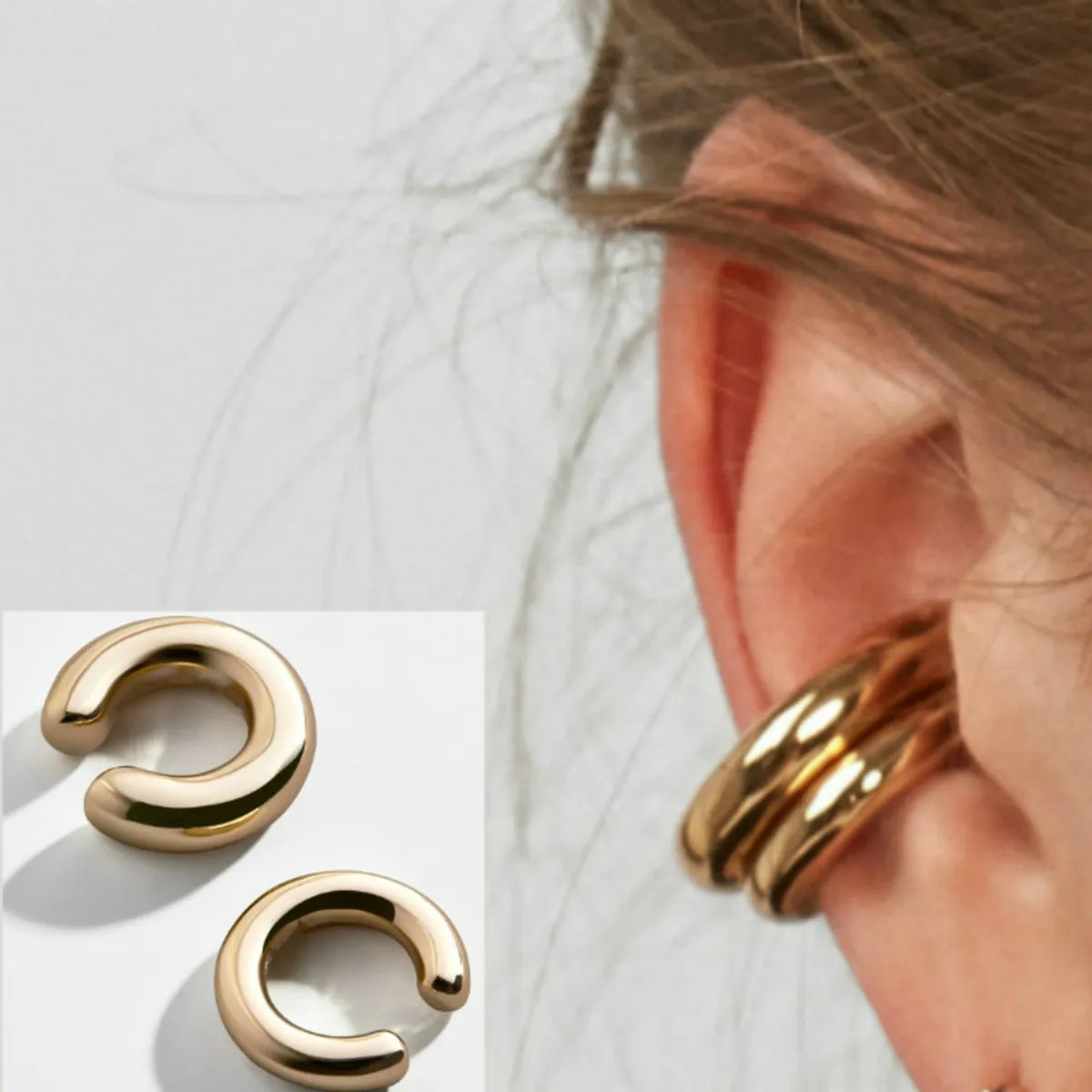 Women’s pearl rings-1 Pair Simple Style C Shape Plating Alloy Ear Cuffs