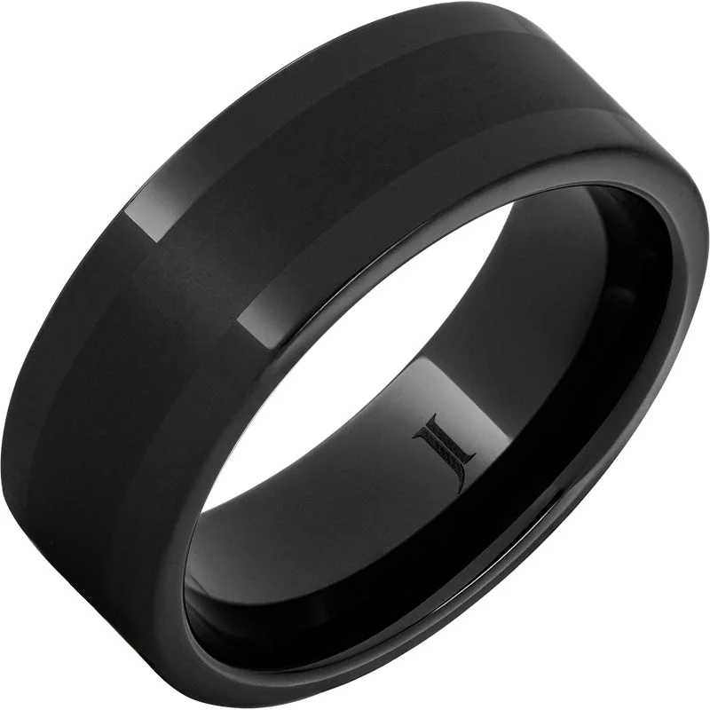 Women’s two-tone rings-Black Diamond Ceramic™ Ring with Satin Center