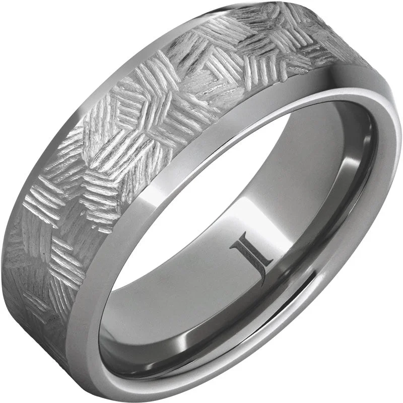 Women’s wedding anniversary rings-Rugged Tungsten™ Thicket Hand Engraved Ring