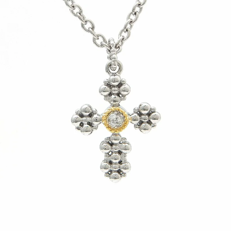 Women’s engagement necklaces-Andrea Candela 18kt and Sterling Silver Diamond Necklace - Cava Collection