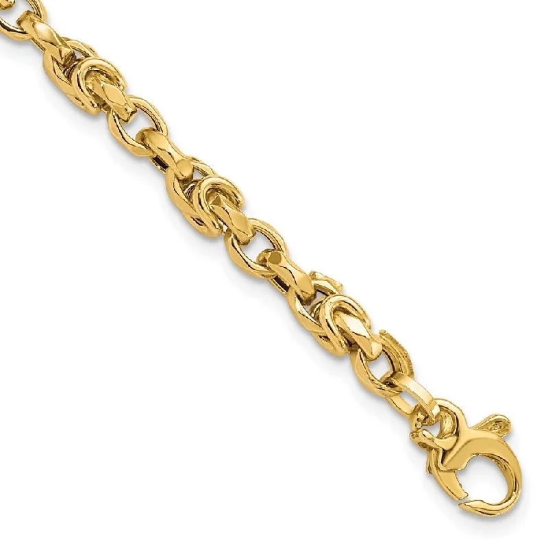 Women’s layered bracelets-14k Yellow Gold Fancy Byzantine Style Link Bracelet, 7.75" (W-4.2mm)