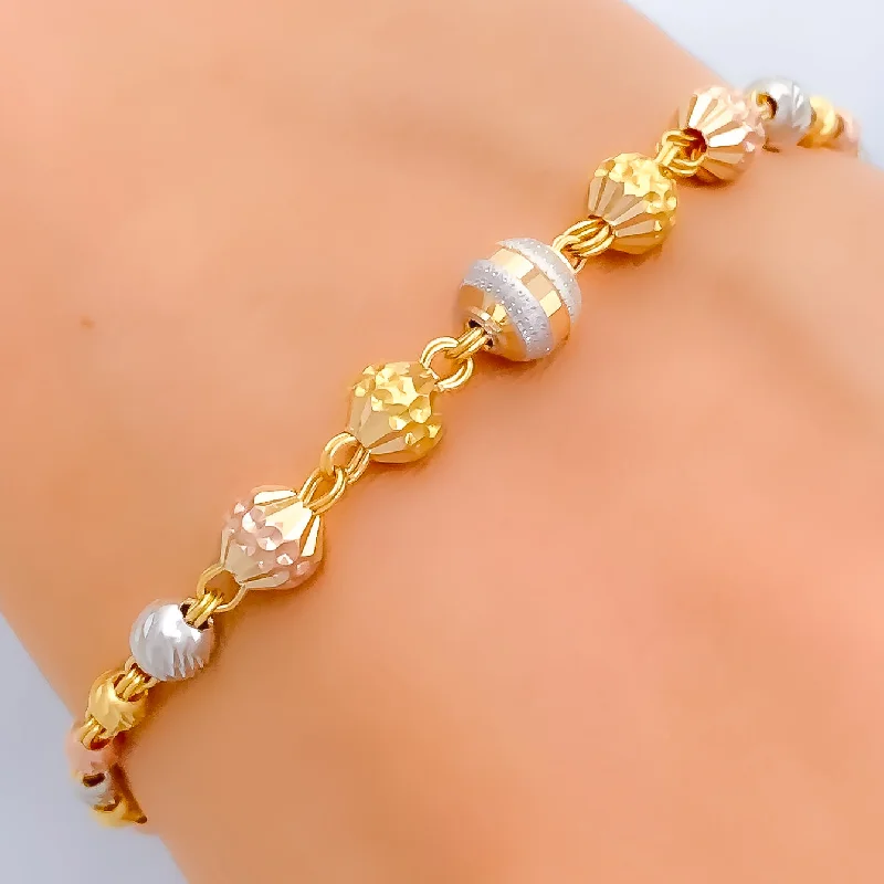 Women’s bridal bracelet sets-Tasteful Textured Orb 22k Gold Bracelet