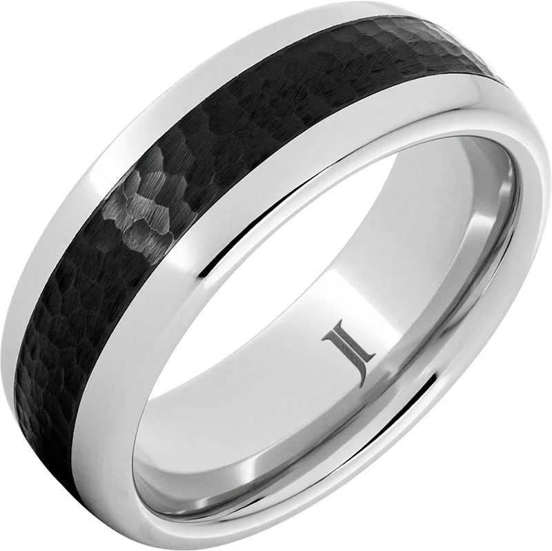 Women’s stacked rings-Cobblestone - Serinium® and Black Ceramic Ring