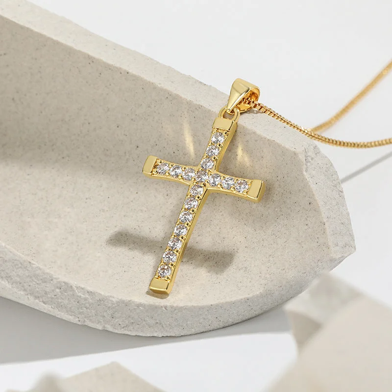 K Gold Yellow Cross Necklace