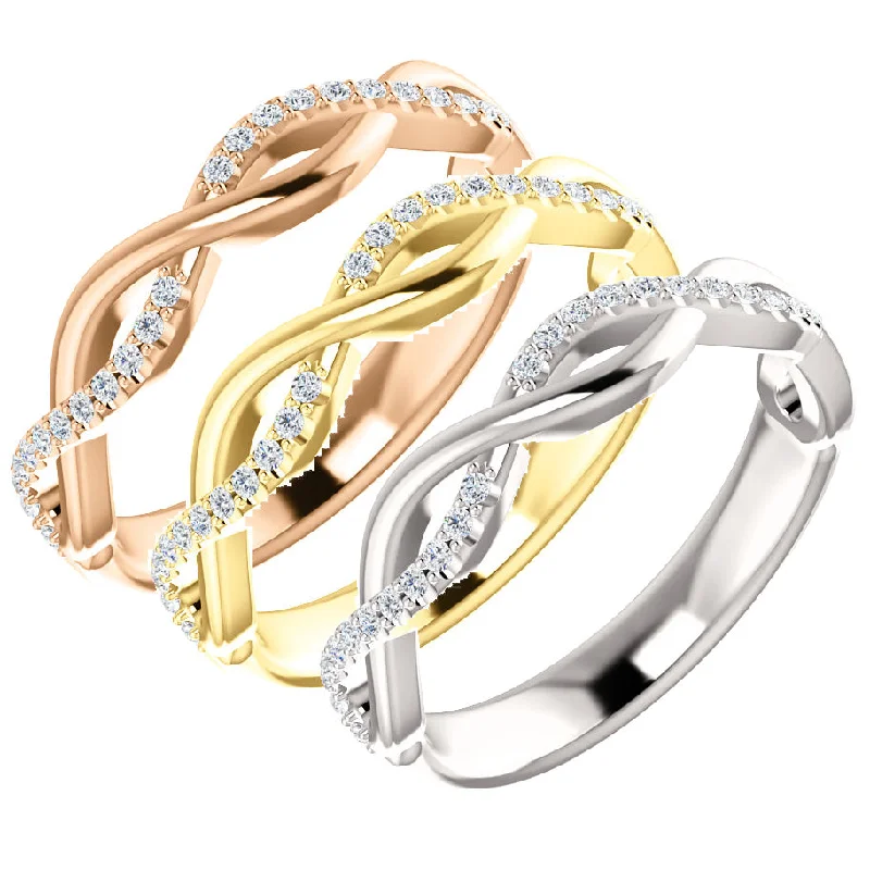 Women’s delicate engagement rings-1/8ct Diamond Infinity Wedding Ring Available in 14k White, Yellow, or Rose Gold