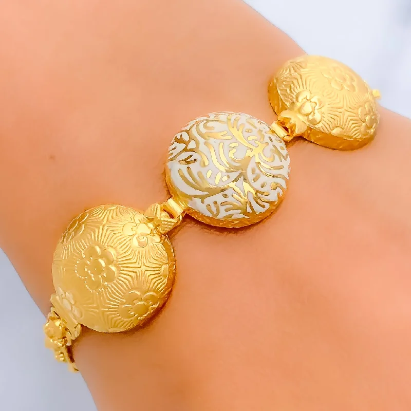 Women’s unique bangle bracelets-Classy Floral 22k Gold White Meenakari Bracelet